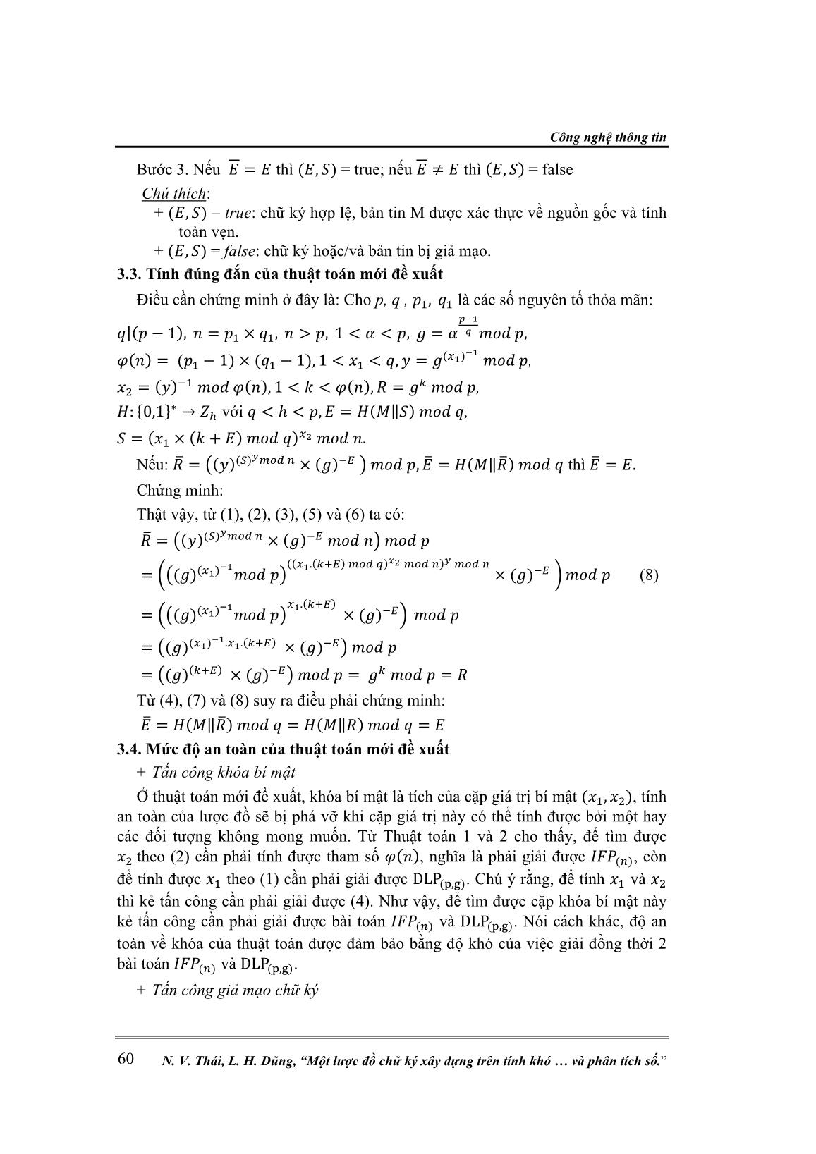 Một lược đồ chữ ký xây dựng trên tính khó của việc giải đồng thời 2 bài toán logarit rời rạc và phân tích số trang 4