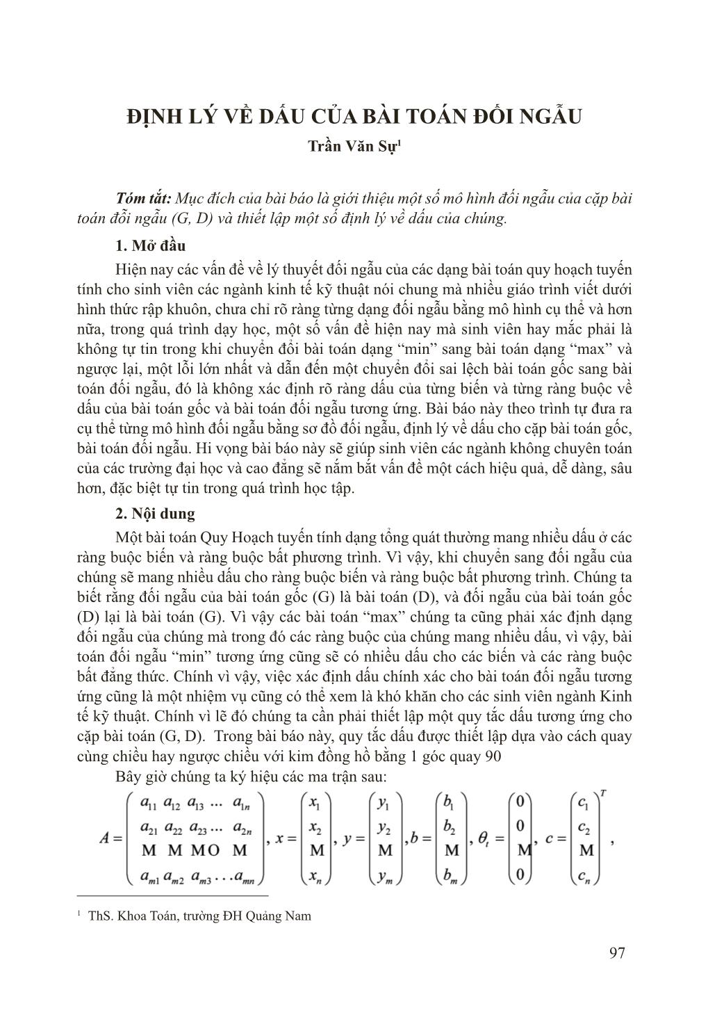 Định lý về dấu của bài toán đối ngẫu trang 1