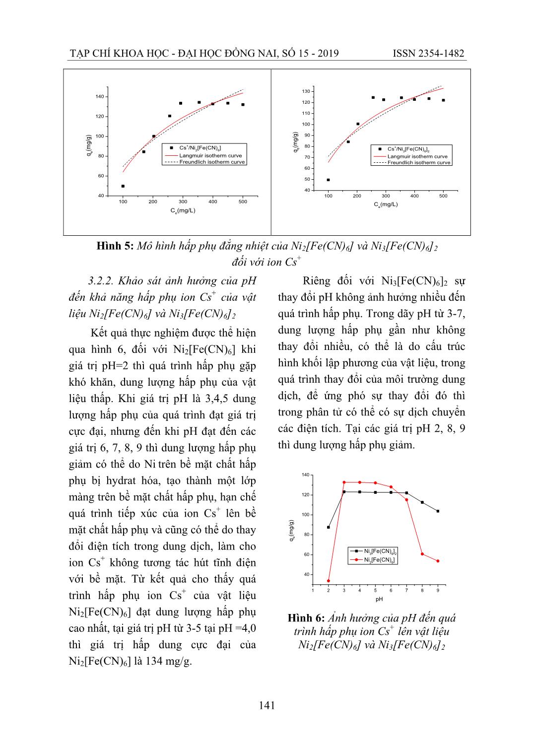 Nghiên cứu quá trình hấp phụ Cs+ bởi vật liệu Nano Ni2[Fe(CN)6] và Ni3[Fe(CN)6]2 trang 9