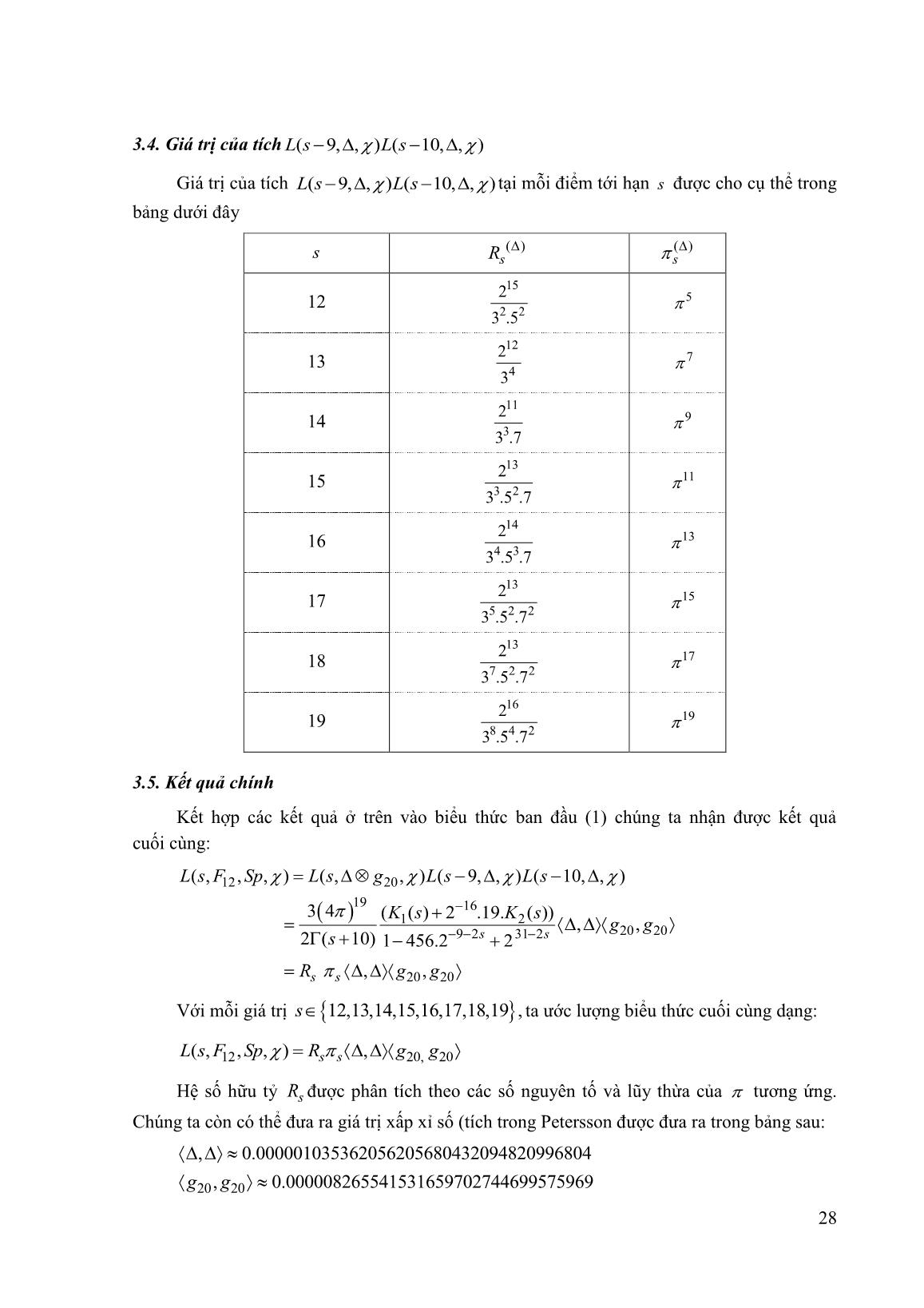 Về giá trị đặc biệt của L-hàm Spinor ứng với dạng cusp siegel bậc 3 trang 6