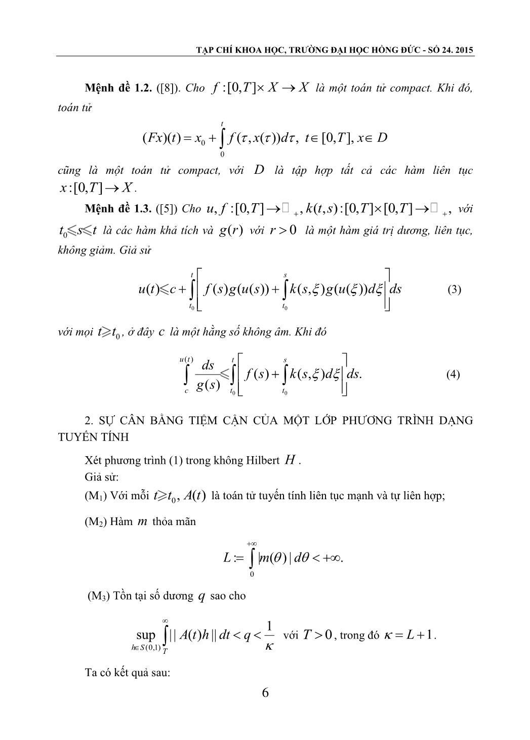 Sự cân bằng tiệm cận của các phương trình vi - tích phân trong không gian Banach trang 2