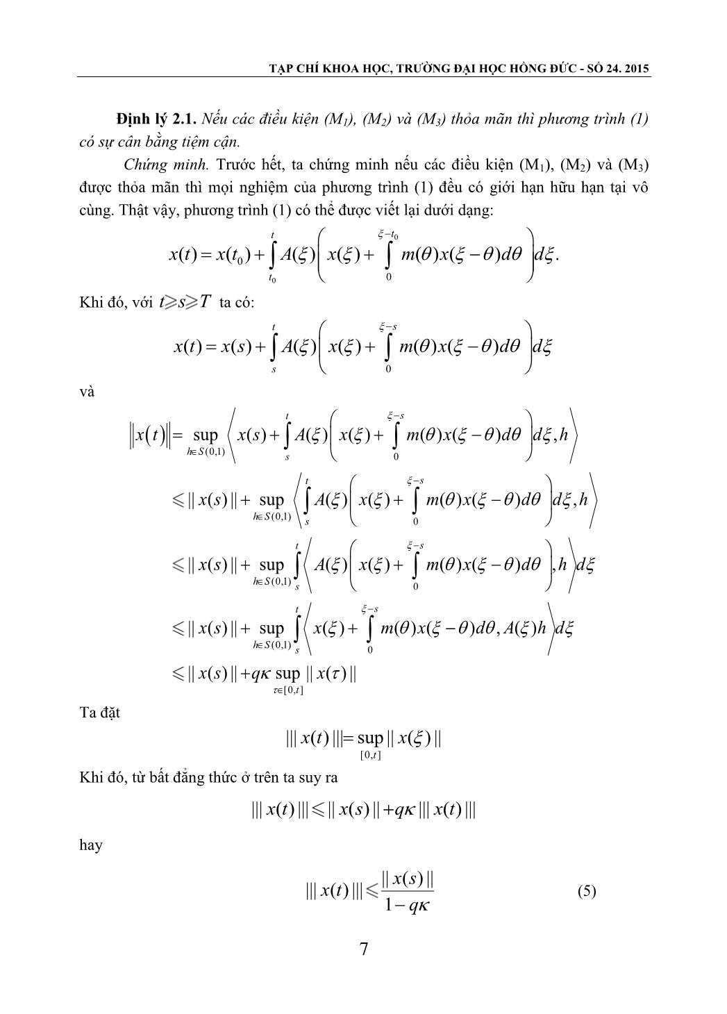 Sự cân bằng tiệm cận của các phương trình vi - tích phân trong không gian Banach trang 3
