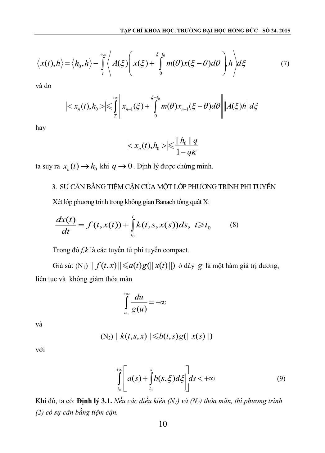 Sự cân bằng tiệm cận của các phương trình vi - tích phân trong không gian Banach trang 6