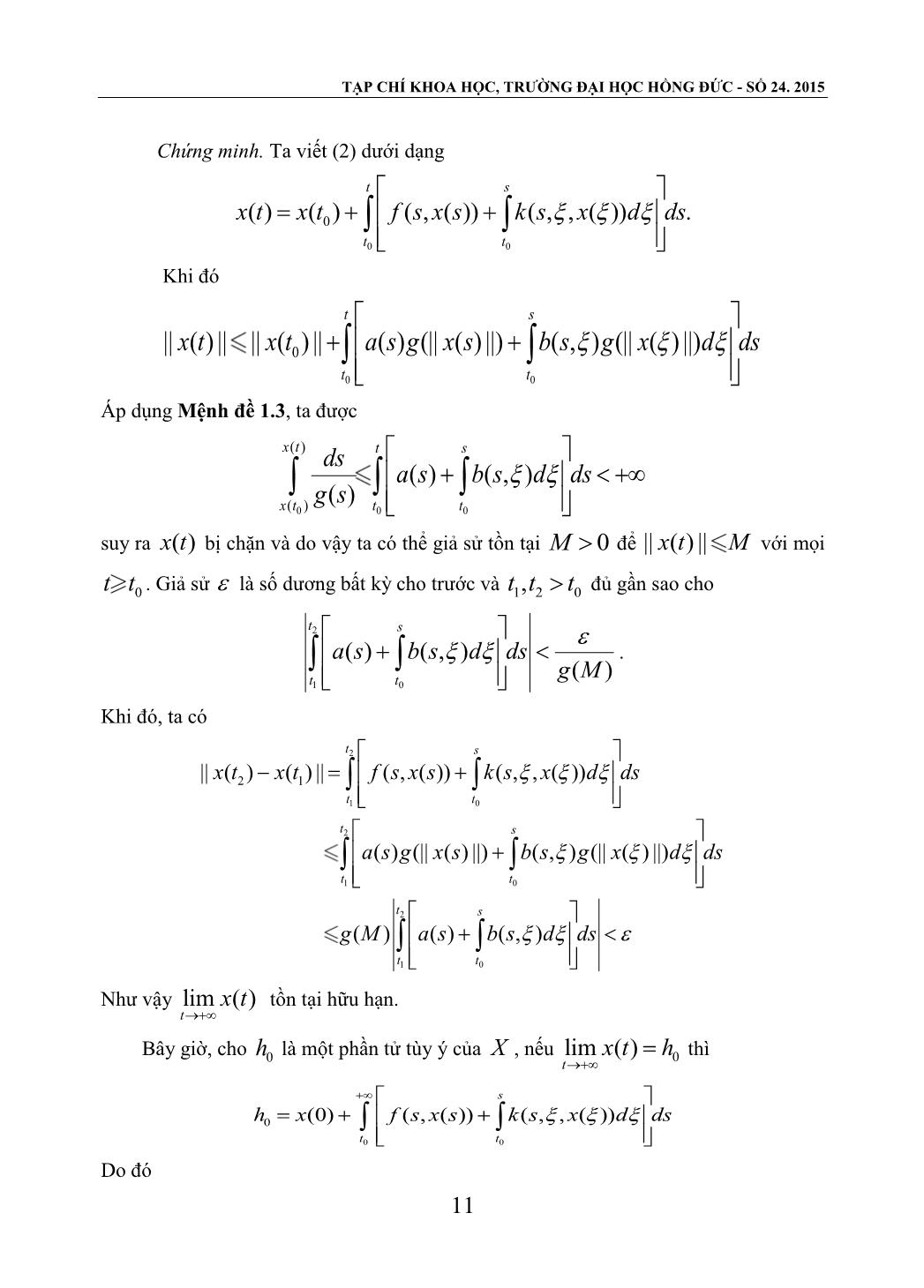 Sự cân bằng tiệm cận của các phương trình vi - tích phân trong không gian Banach trang 7