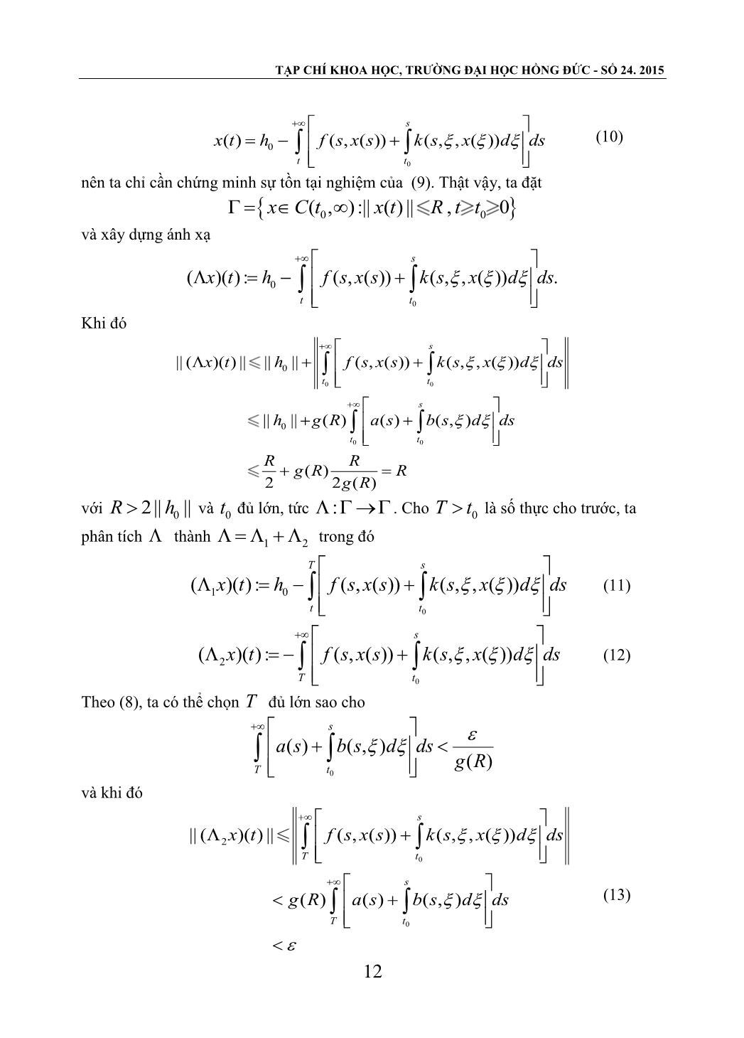Sự cân bằng tiệm cận của các phương trình vi - tích phân trong không gian Banach trang 8