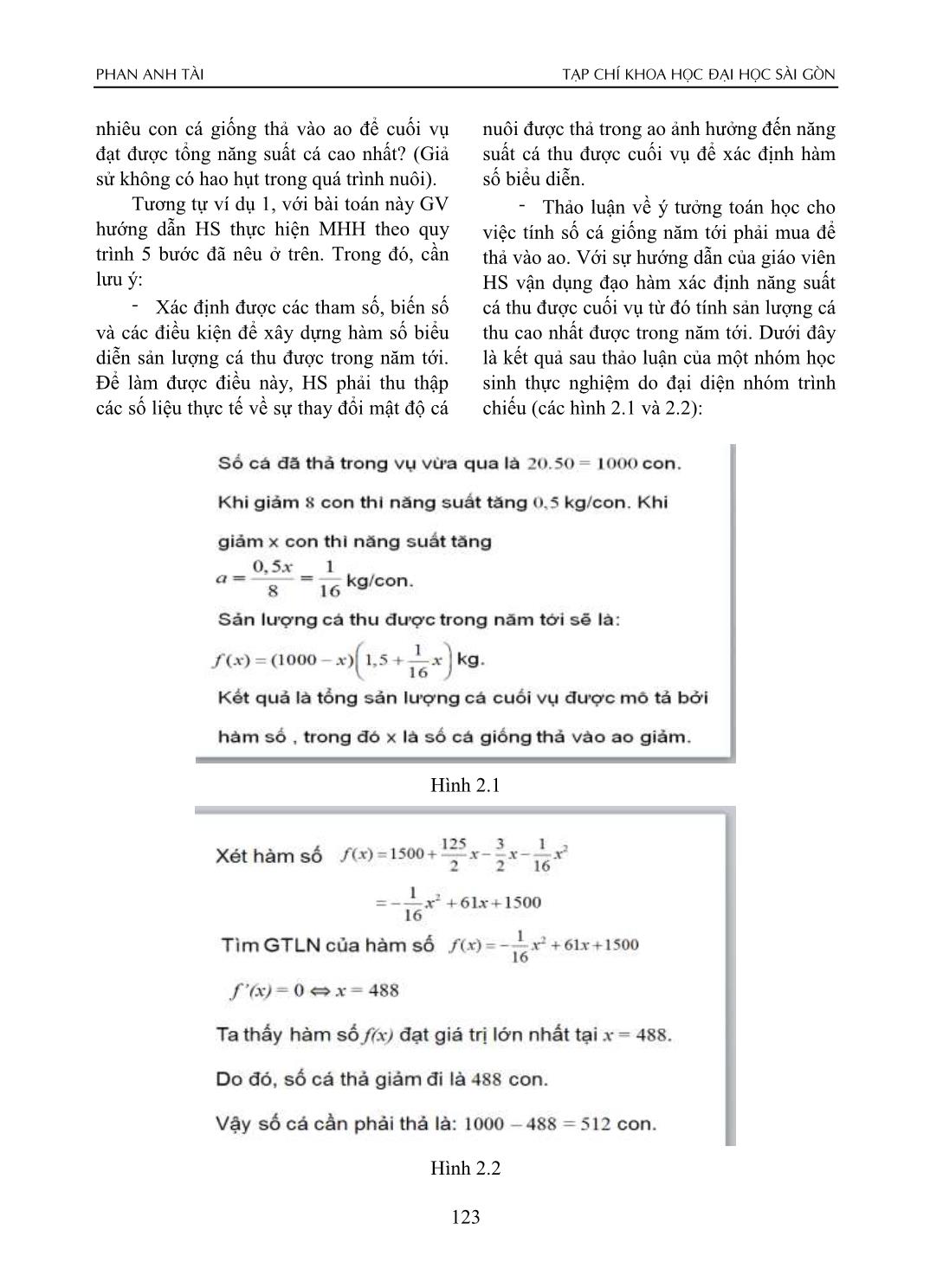 Tổ chức dạy học vận dụng đạo hàm giải bài toán thực tế thông qua mô hình hóa toán học trang 7