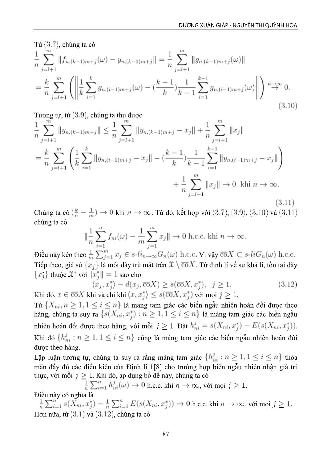 Luật số lớn dạng hội tụ Mosco cho mảng các biến ngẫu nhiên đa trị, hoán đổi được theo hàng trang 6