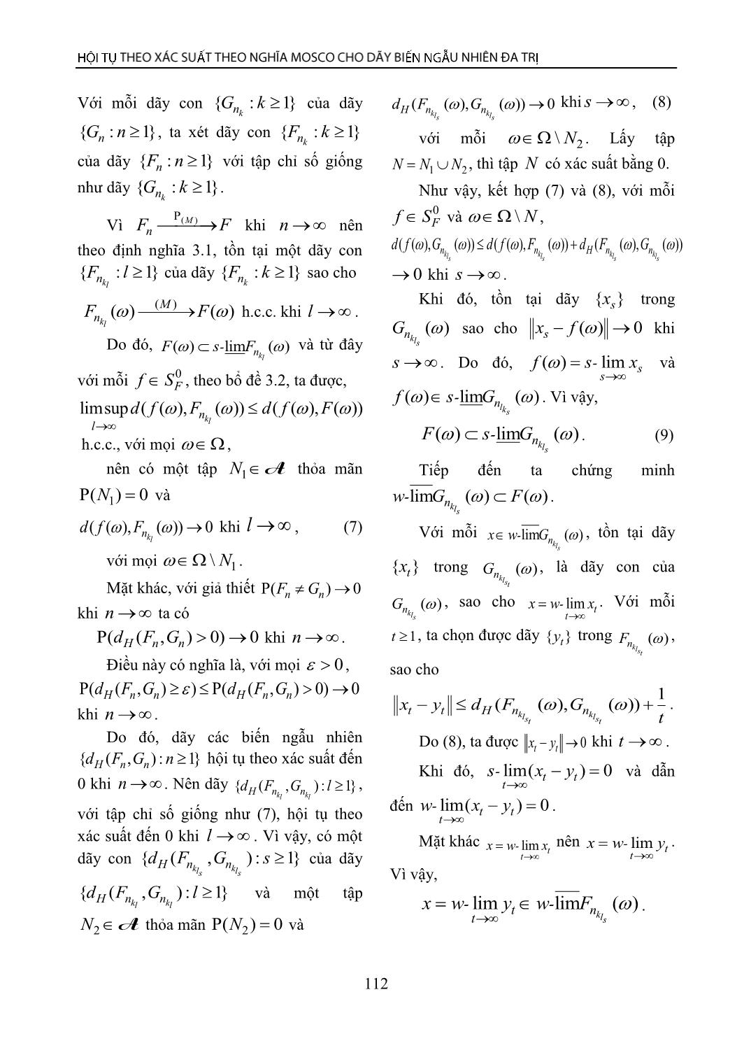 Hội tụ theo xác suất theo nghĩa Mosco cho dãy biến ngẫu nhiên đa trị trang 6