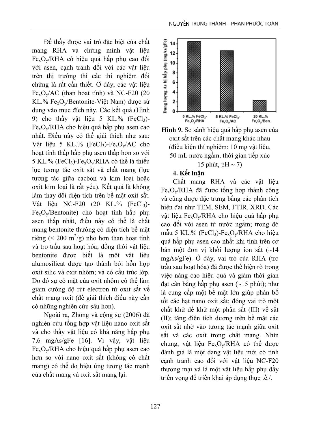 Tổng hợp vật liệu FexOy/ tro trấu và vai trò của chất mang trong hấp phụ Asen từ nước ngầm trang 7