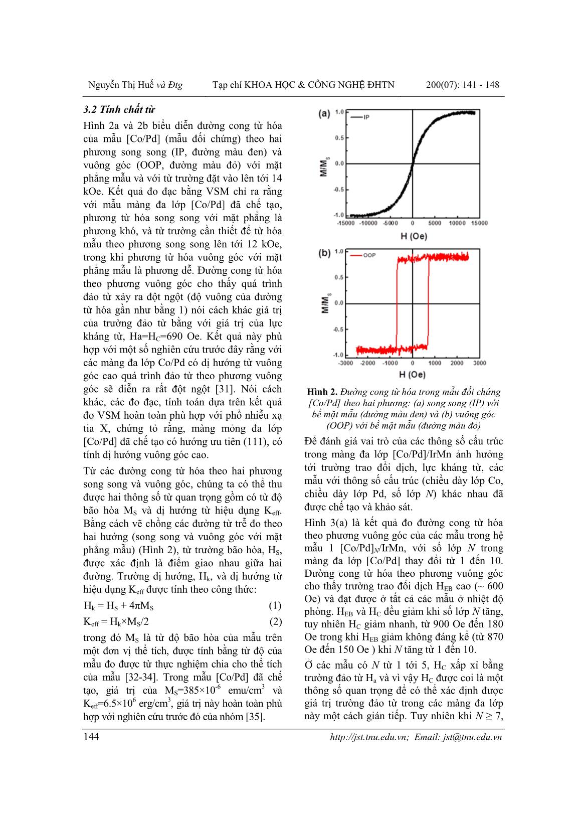 Điều biến trường trao đổi dịch và lực kháng từ theo phương vuông góc trong màng đa lớp [Co/Pd]/IrMn trang 4