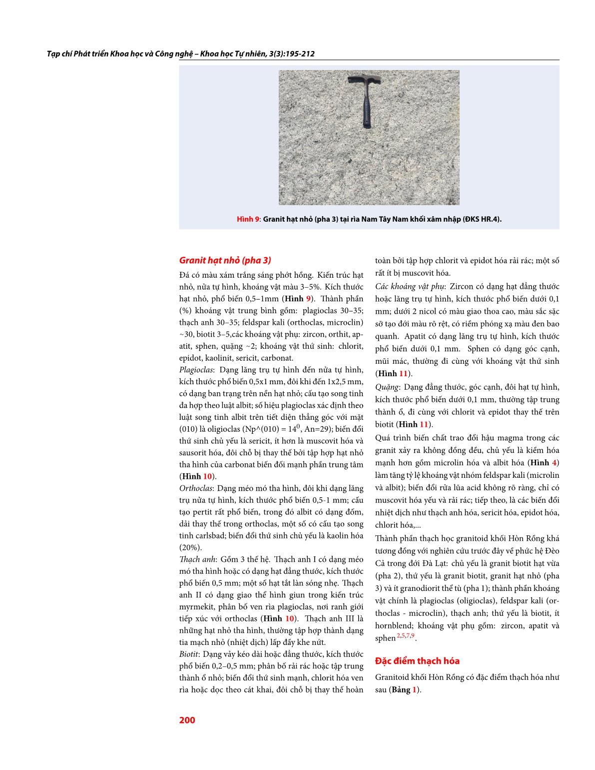 Đặc điểm thạch học, thạch địa hóa Granitoid khối Hòn Rồng, Cam Ranh, Khánh Hòa trang 6