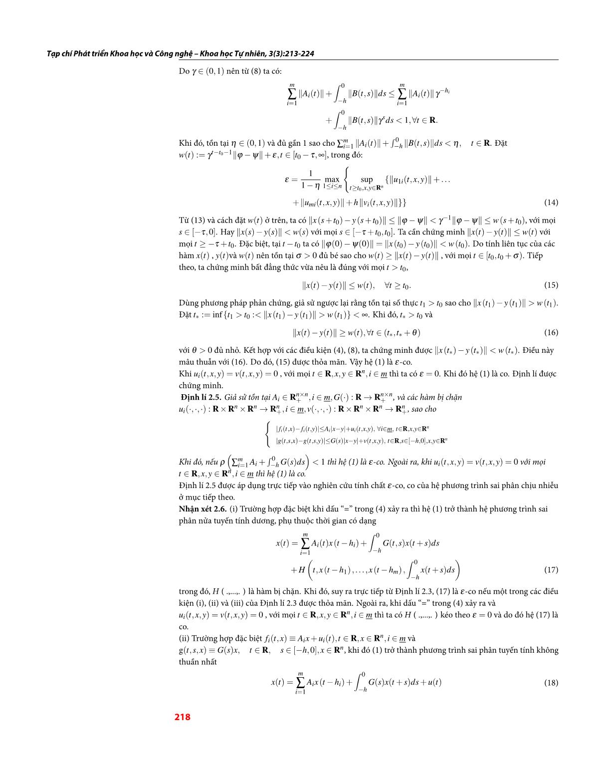 Điều kiện đủ cho tính chất epsilon-co của một lớp hệ phương trình sai phân phi tuyến với biến liên tục trang 6