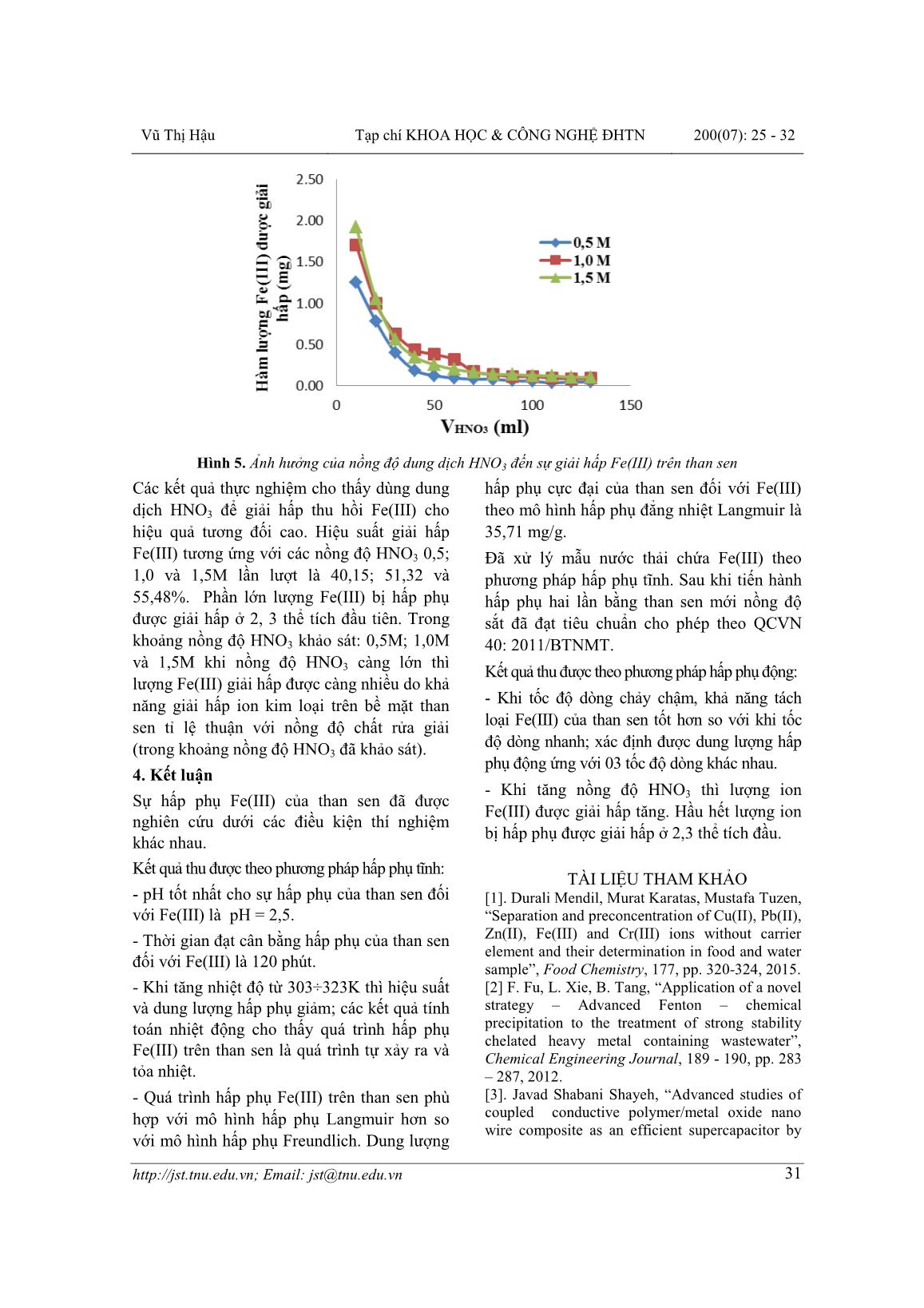 Nghiên cứu khả năng hấp phụ Fe(III) của than chế tạo từ cây sen hoạt hóa bằng Axit Sunfuric trang 7