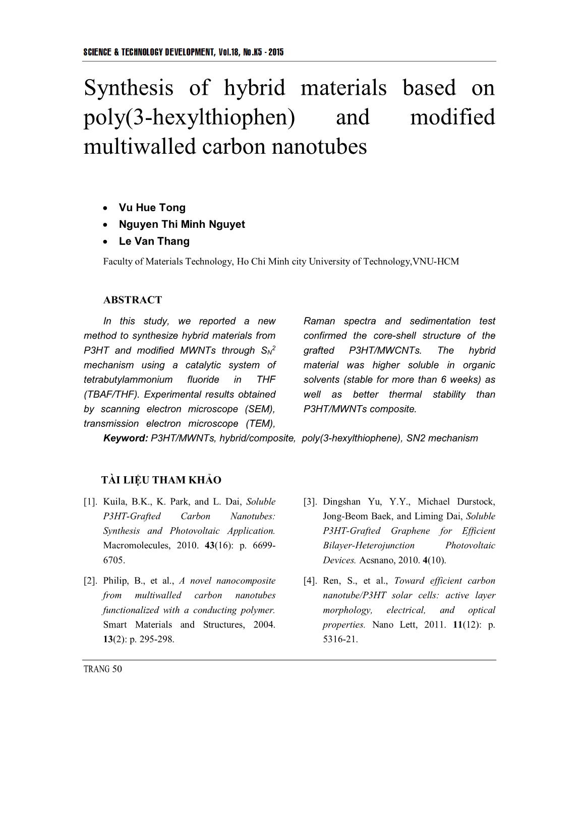 Tổng hợp vật liệu tổ hợp từ Poly (3- Hexylthiophen) và ống nano cacbon đa thành biến tính trang 8