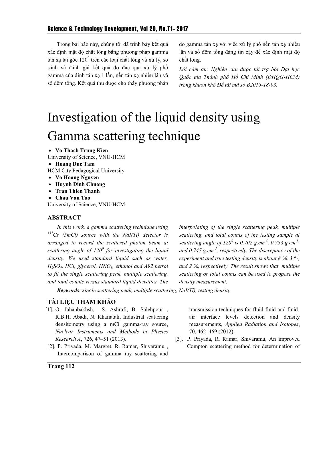 Nghiên cứu mật độ chất lỏng bằng kỹ thuật gamma tán xạ trang 7
