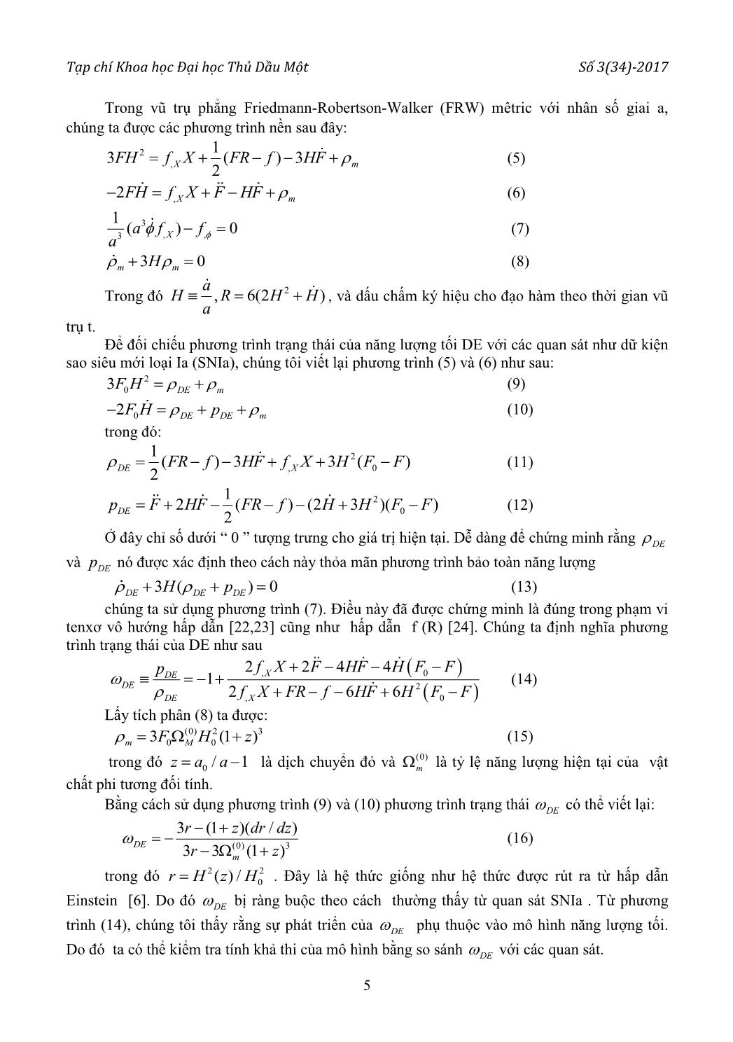 Nhiễu loạn tuyến tính của vũ trụ trong lớp mô hình hấp dẫn cải tiến f(R) dạng hàm mũ - đa thức trang 3