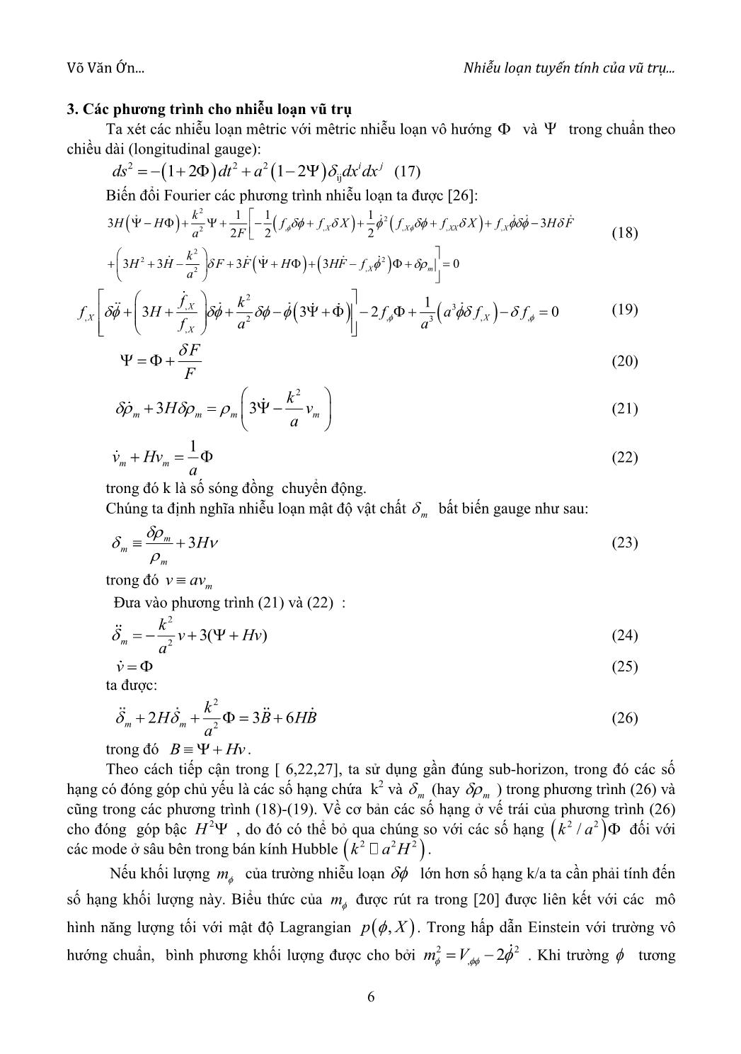 Nhiễu loạn tuyến tính của vũ trụ trong lớp mô hình hấp dẫn cải tiến f(R) dạng hàm mũ - đa thức trang 4
