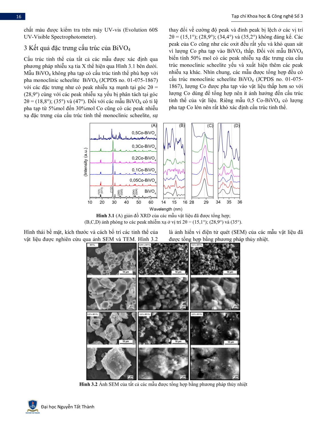 Nghiên cứu tổng hợp Co-BiVO4 bằng phương pháp thủy nhiệt và đánh giá khả năng quang xúc tác sử dụng ánh sáng nhìn thấy trang 3