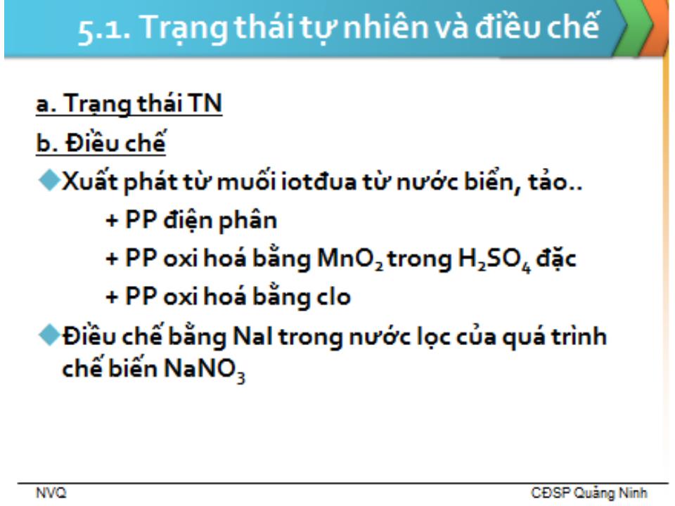 Bài giảng Hóa học vô cơ 1 - Bài 5: Iot - Nguyễn Văn Quang trang 3