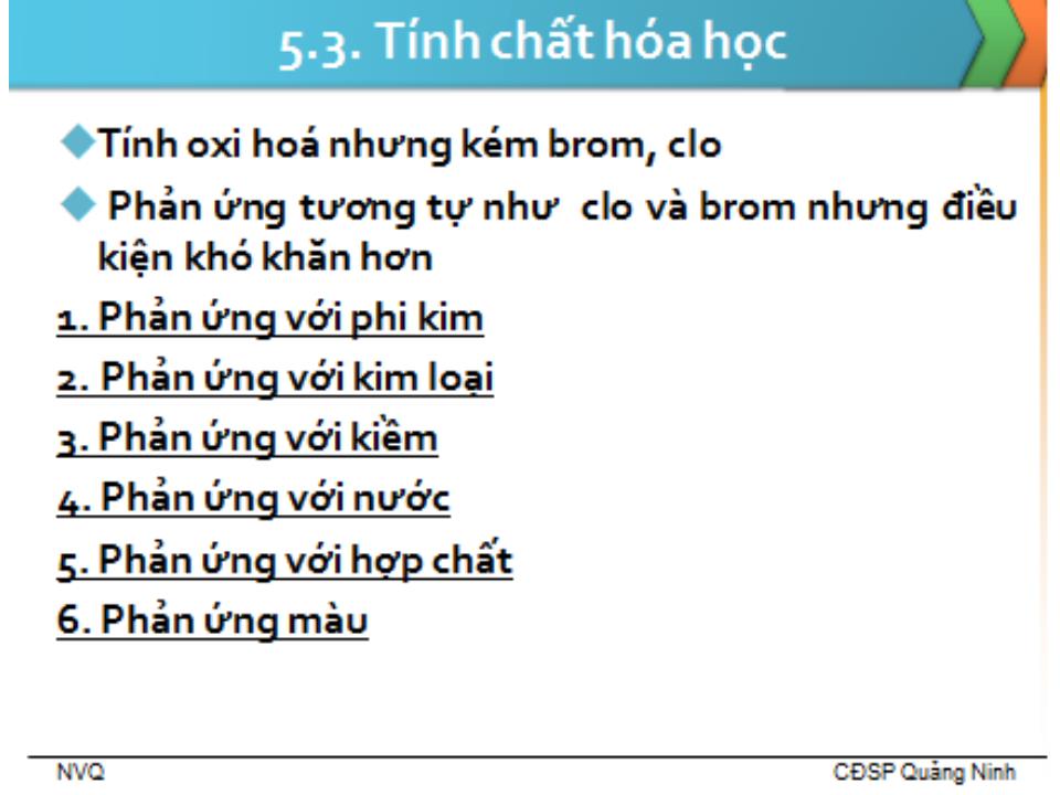 Bài giảng Hóa học vô cơ 1 - Bài 5: Iot - Nguyễn Văn Quang trang 5