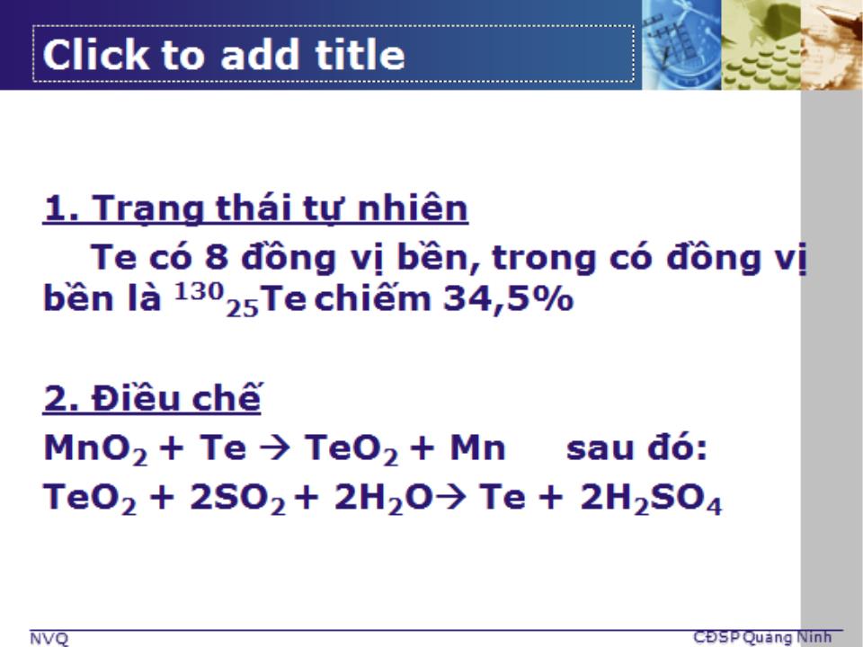 Bài giảng Hóa học vô cơ 1 - Bài 4: Telu - Nguyễn Văn Quang trang 5