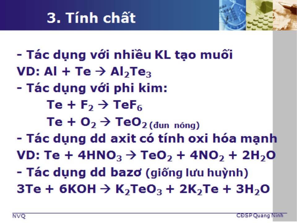 Bài giảng Hóa học vô cơ 1 - Bài 4: Telu - Nguyễn Văn Quang trang 6