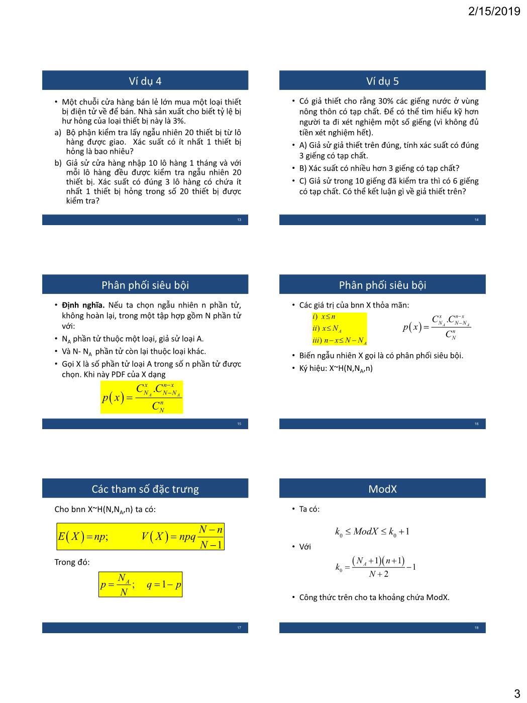 Bài giảng Xác suất thống kê - Chương 3: Quy luật phân phối xác suất thường gặp trang 3