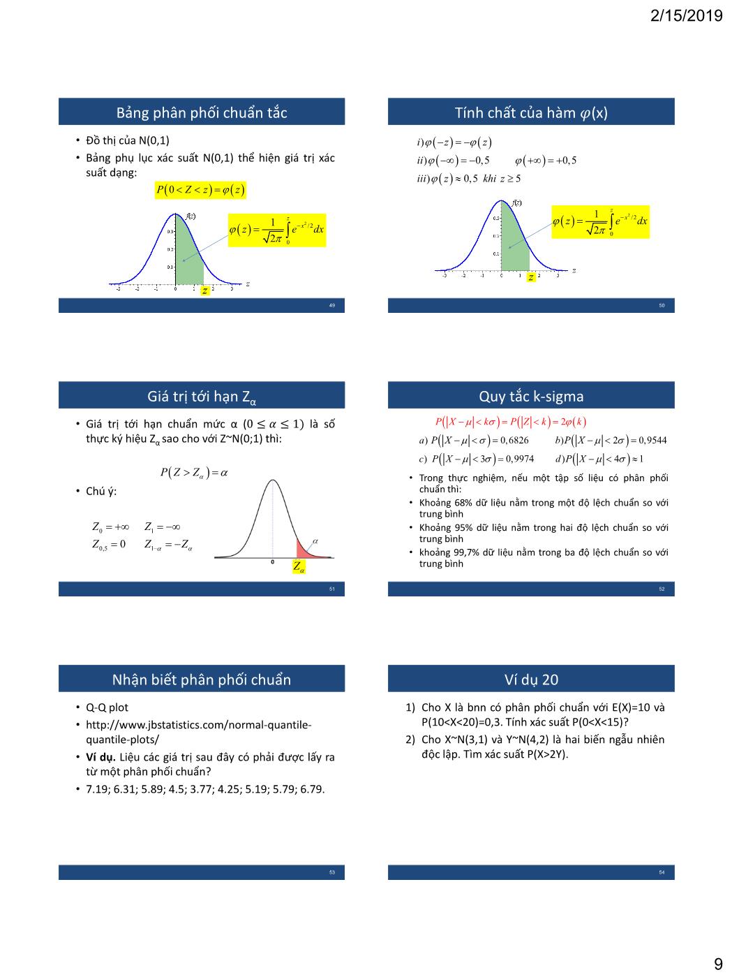 Bài giảng Xác suất thống kê - Chương 3: Quy luật phân phối xác suất thường gặp trang 9