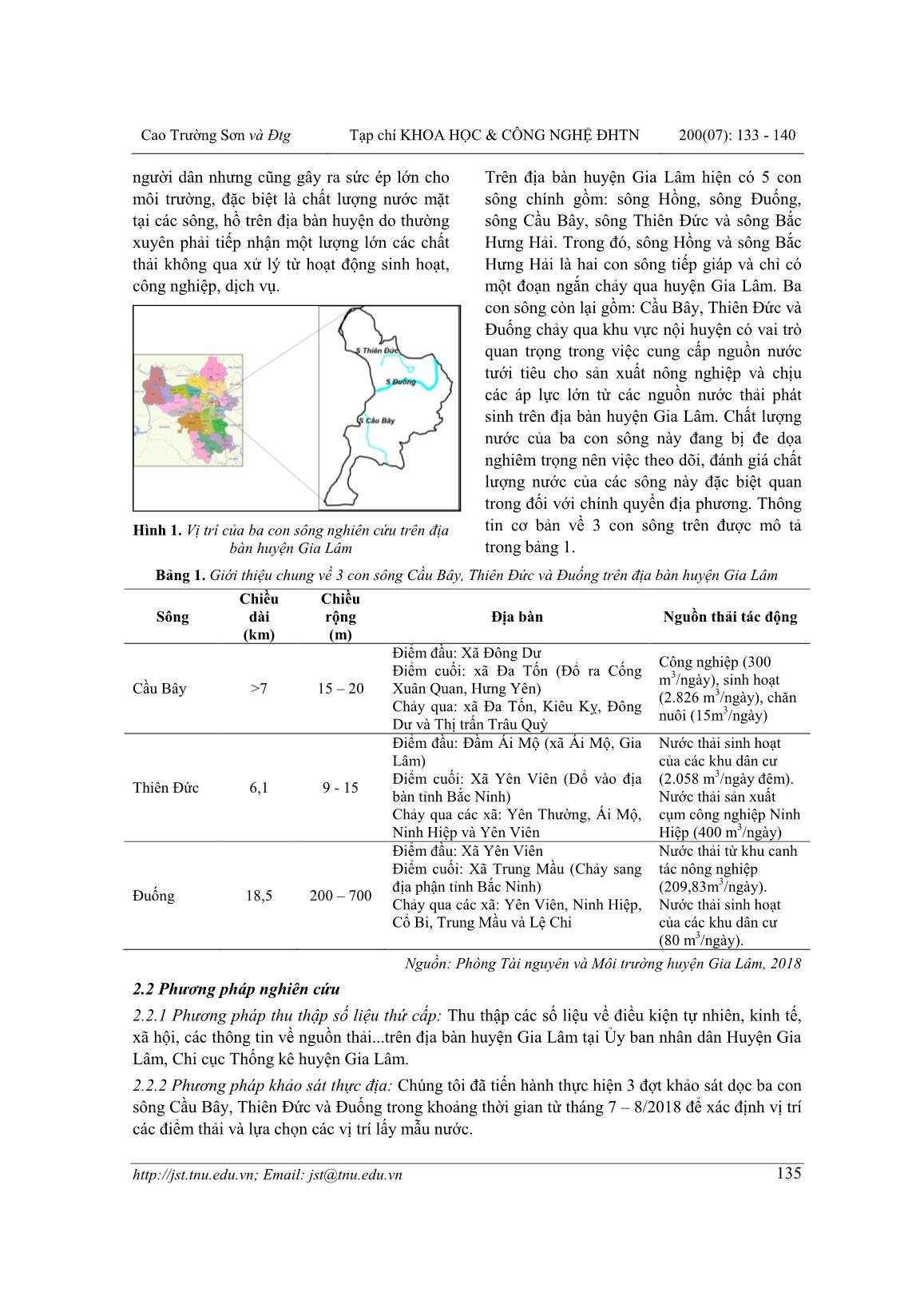 Đánh giá chất lượng nước một số sông trên địa bàn huyện Gia Lâm sử dụng chỉ số chất lượng nước – wqi trang 3