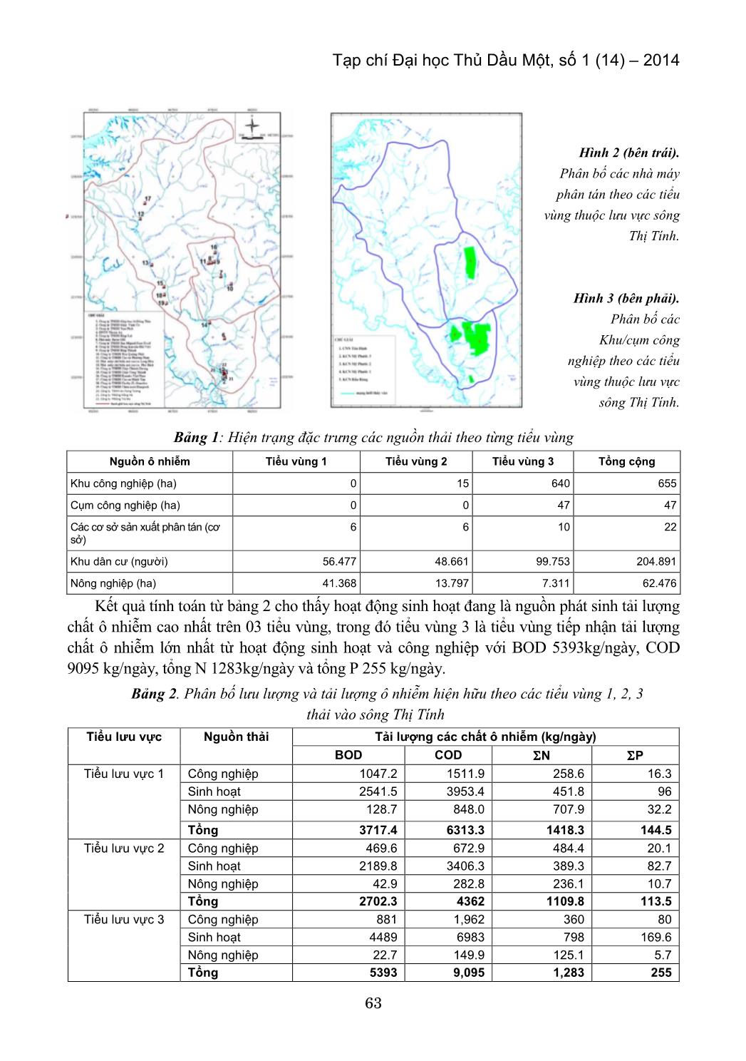 Đánh giá phân bố tải lượng ô nhiễm hữu cơ theo các tiểu vùng thuộc lưu vực sông Thị Tính trang 5
