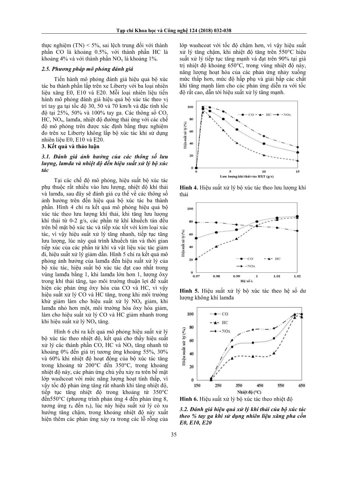 Nghiên cứu mô phỏng đánh giá hiệu quả bộ xúc tác ba thành phần trên động cơ phun xăng điện tử khi sử dụng nhiên liệu xăng pha cồn E10-E20 trang 4