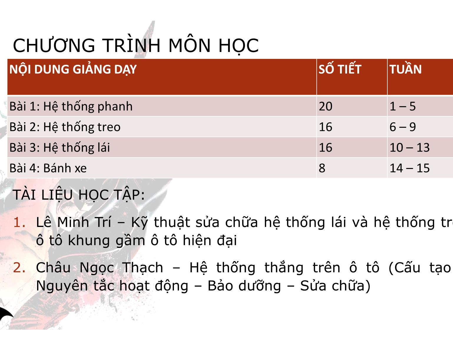 Bài giảng Hệ thống truyền động trên ô tô - Trường Cao đẳng Kinh tế - Kỹ thuật TP Hồ Chí Minh trang 3