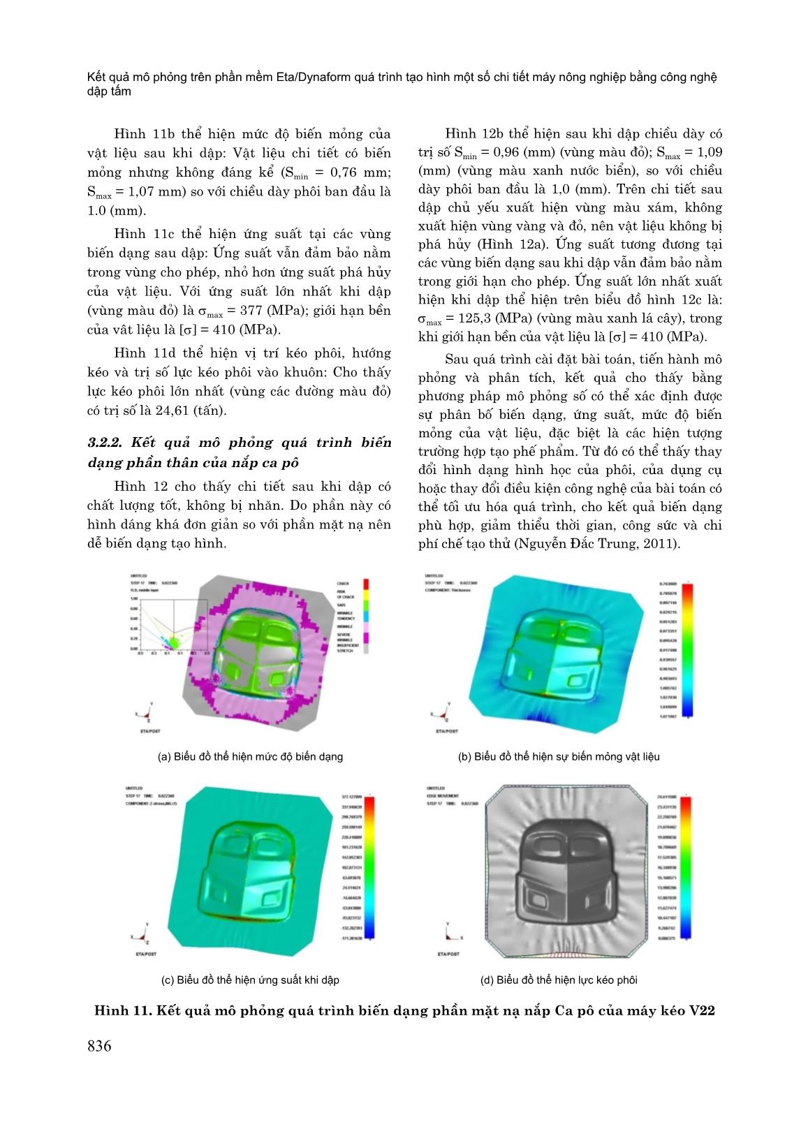 Kết quả mô phỏng trên phần mềm Eta/Dynaform quá trình tạo hình một số chi tiết máy nông nghiệp bằng công nghệ dập tấm trang 7