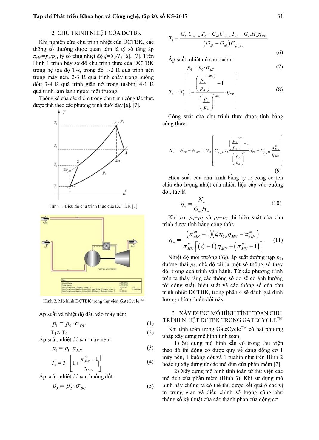 Tính toán chu trình nhiệt động cơ tuabin khí ở các chế độ vận hành bằng phần mềm GateCyle trang 2