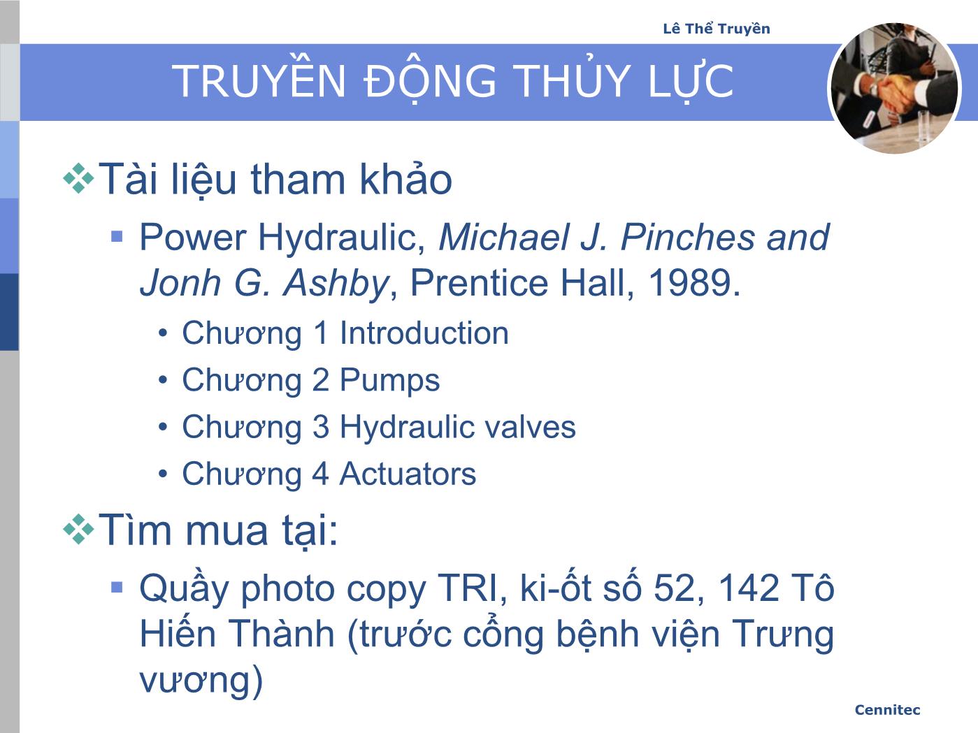 Bài giảng Truyển động thủy lực và khí - Chương 1: Nén - Lê Thế Truyền trang 3