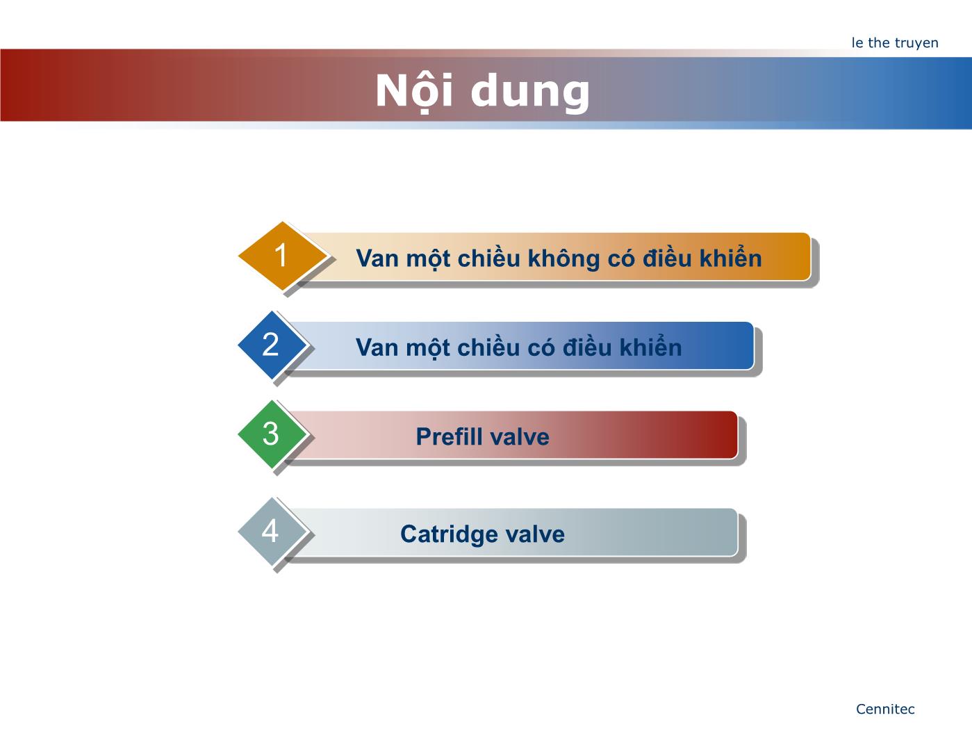 Bài giảng Truyển động thủy lực và khí - Chương 5: Van một chiều - Lê Thế Truyền trang 2