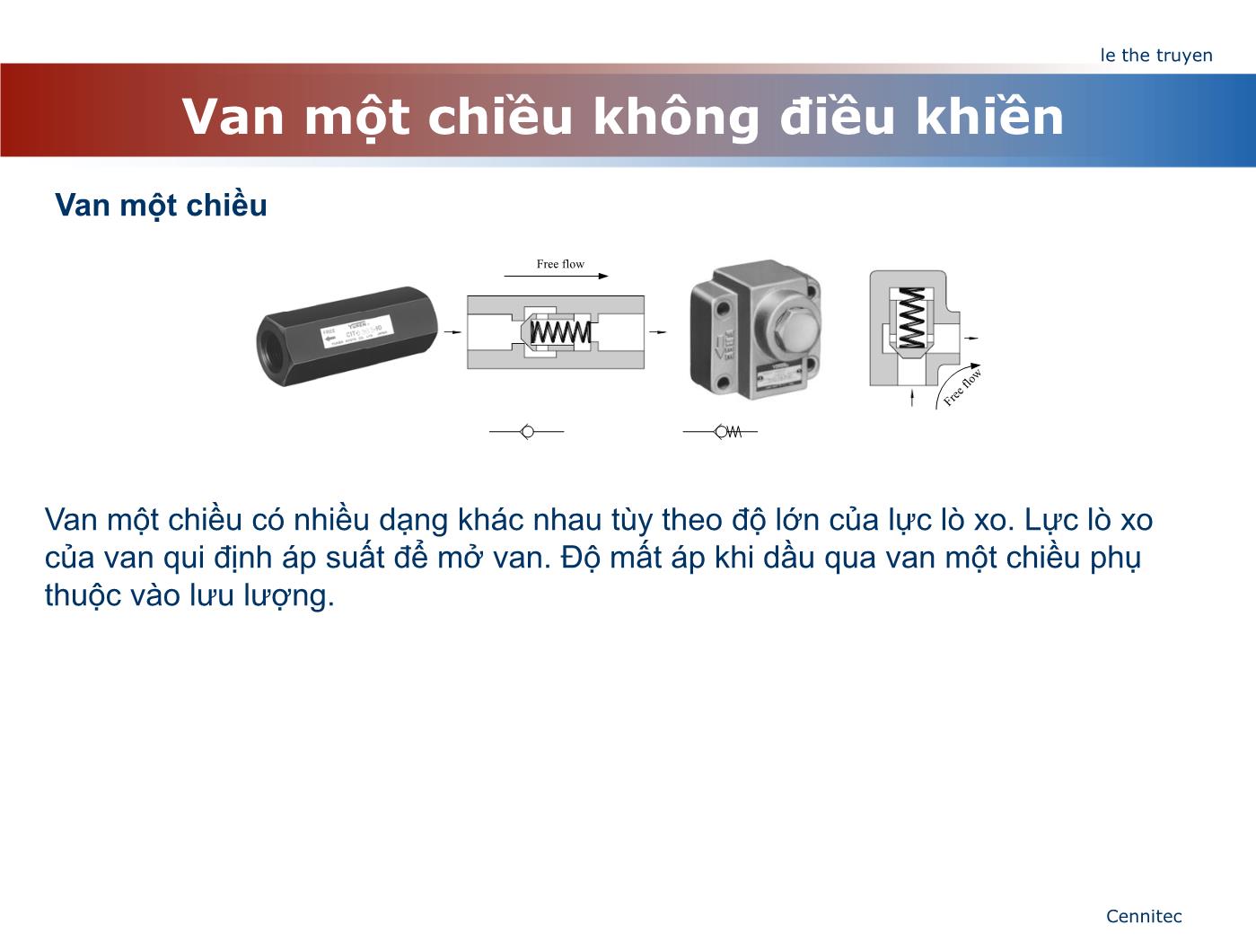 Bài giảng Truyển động thủy lực và khí - Chương 5: Van một chiều - Lê Thế Truyền trang 3