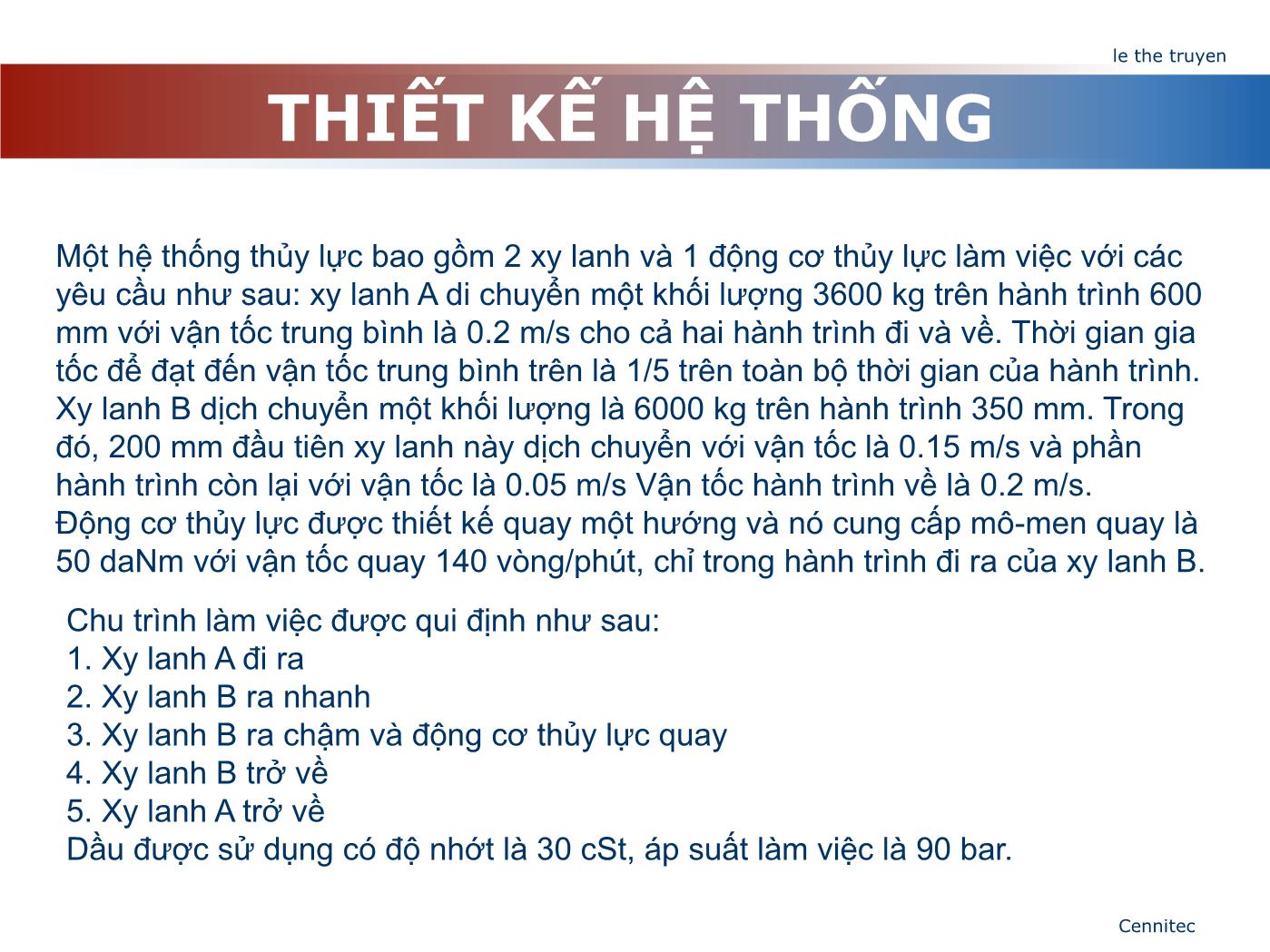 Bài giảng Truyển động thủy lực và khí - Chương 9: Thiết kế hệ thống - Lê Thế Truyền trang 2