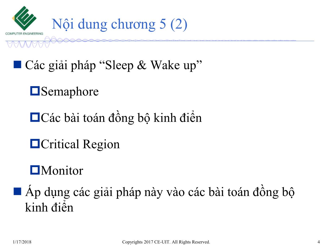 Bài giảng Hệ điều hành - Chương 5: Đồng bộ (Phần 3) - Trường Đại học Công nghệ thông tin trang 4