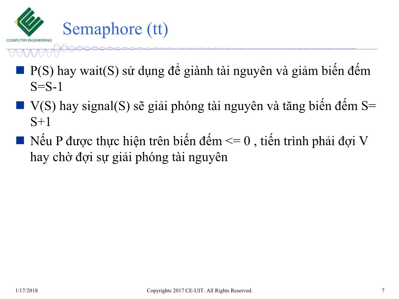 Bài giảng Hệ điều hành - Chương 5: Đồng bộ (Phần 3) - Trường Đại học Công nghệ thông tin trang 7