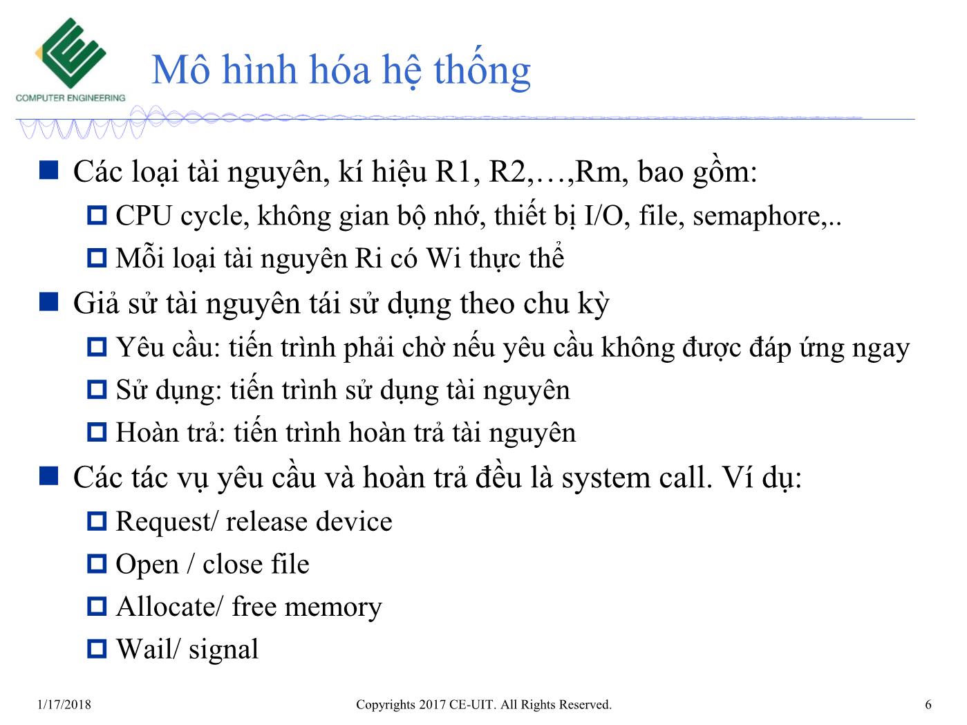 Bài giảng Hệ điều hành - Chương 6: Deadlocks - Trường Đại học Công nghệ thông tin trang 6