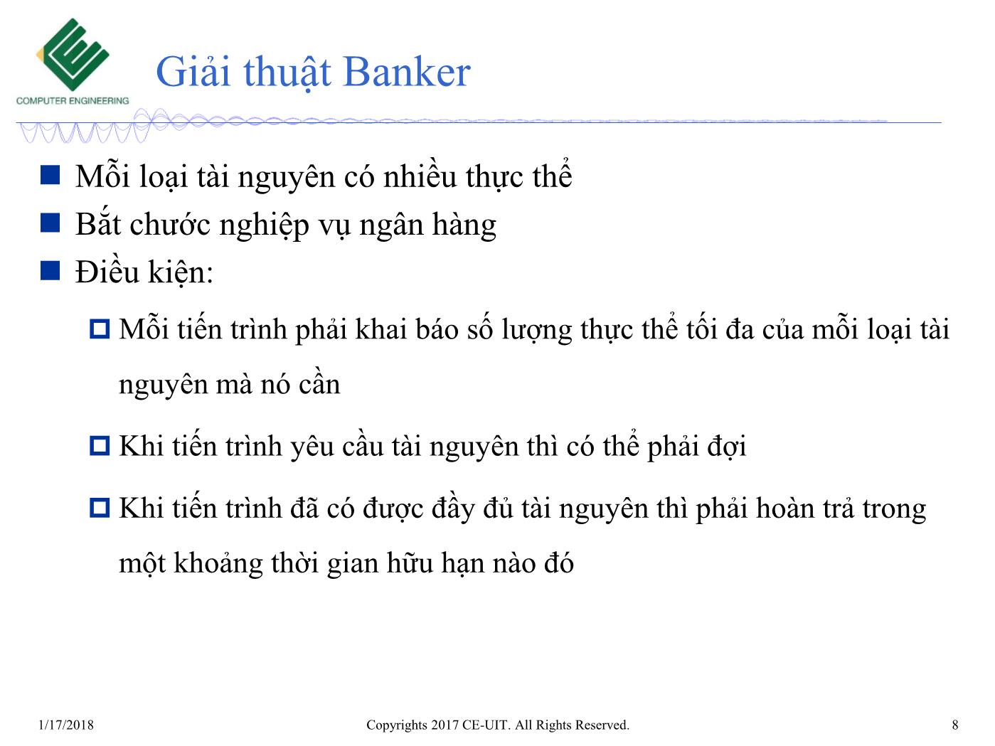 Bài giảng Hệ điều hành - Chương 6: Deadlocks (Phần 2) - Trường Đại học Công nghệ thông tin trang 8