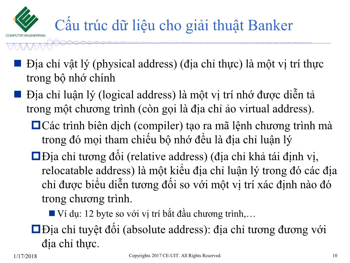 Bài giảng Hệ điều hành - Chương 7: Quản lý bộ nhớ (Phần 1) - Trường Đại học Công nghệ thông tin trang 10