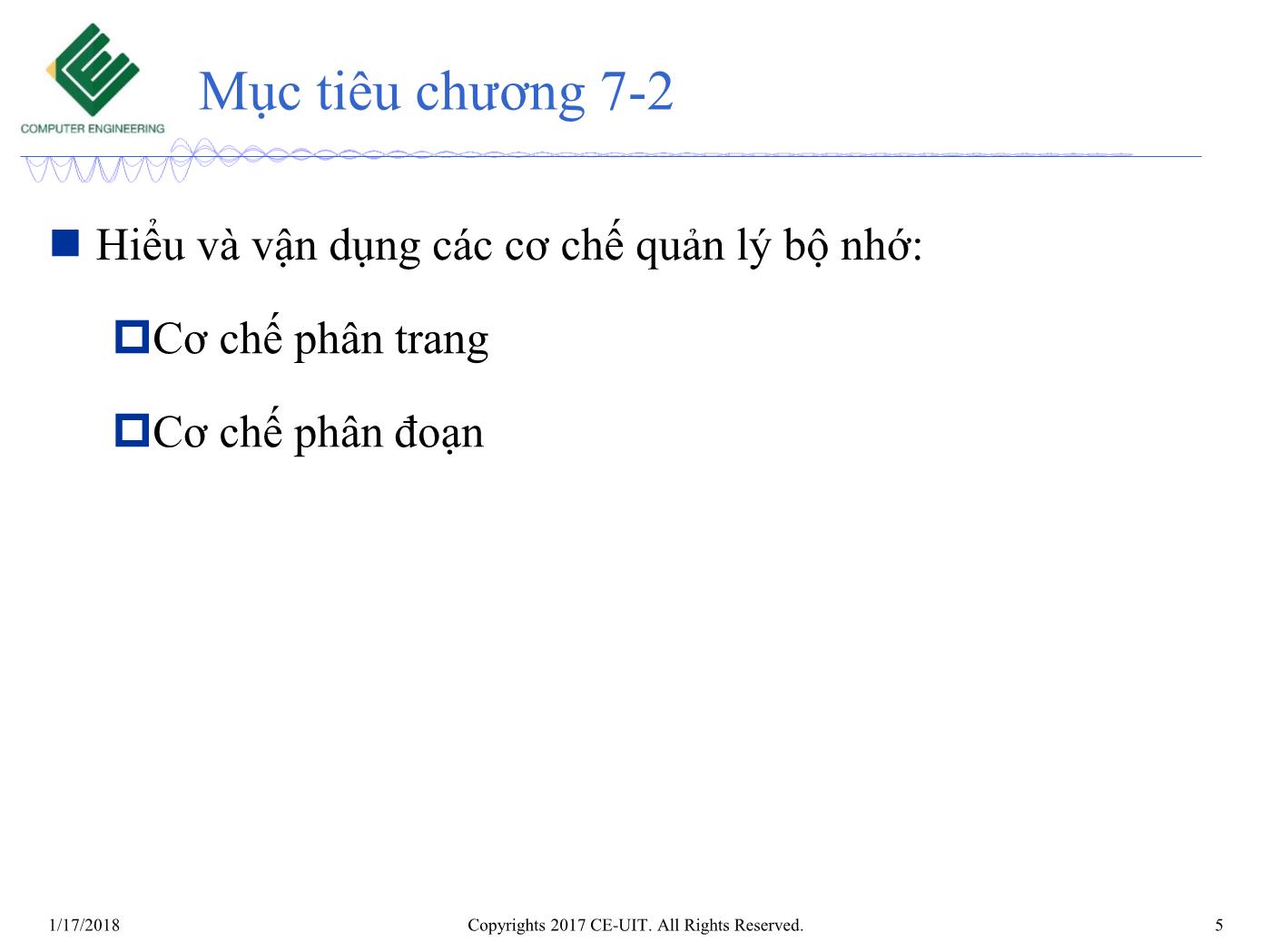 Bài giảng Hệ điều hành - Chương 7: Quản lý bộ nhớ (Phần 2) - Trường Đại học Công nghệ thông tin trang 5