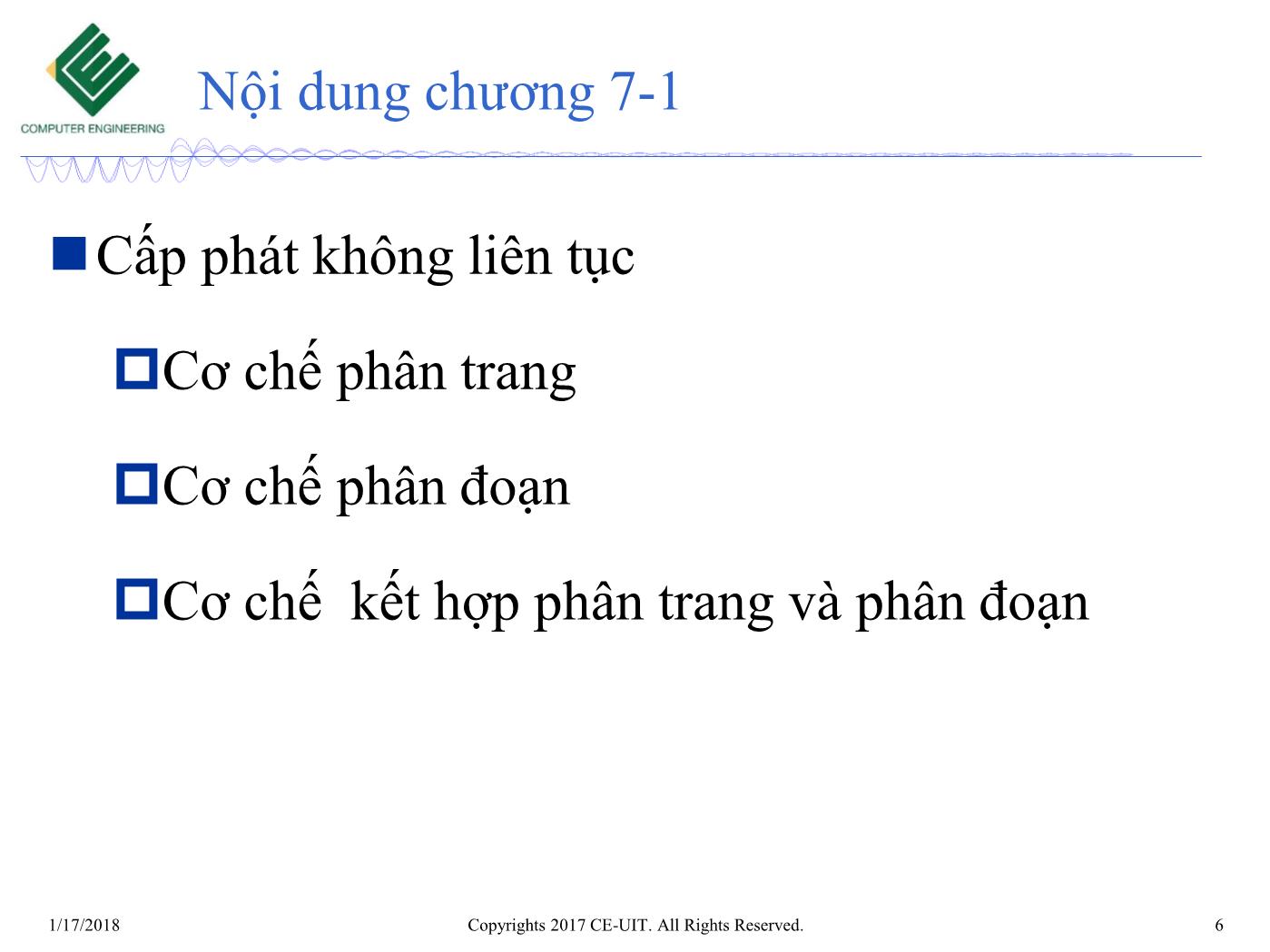 Bài giảng Hệ điều hành - Chương 7: Quản lý bộ nhớ (Phần 2) - Trường Đại học Công nghệ thông tin trang 6