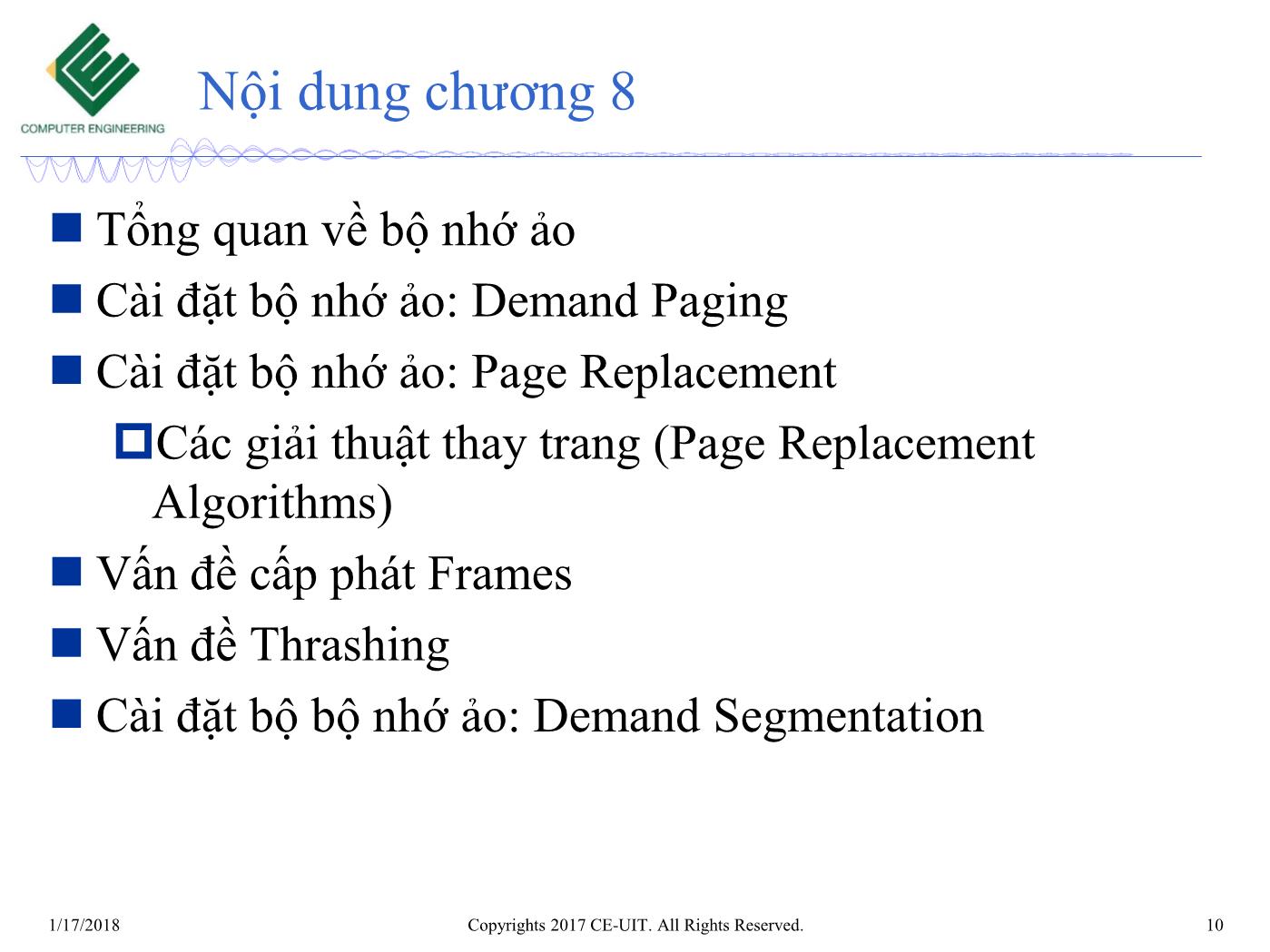 Bài giảng Hệ điều hành - Chương 8: Bộ nhớ ảo - Trường Đại học Công nghệ thông tin trang 10