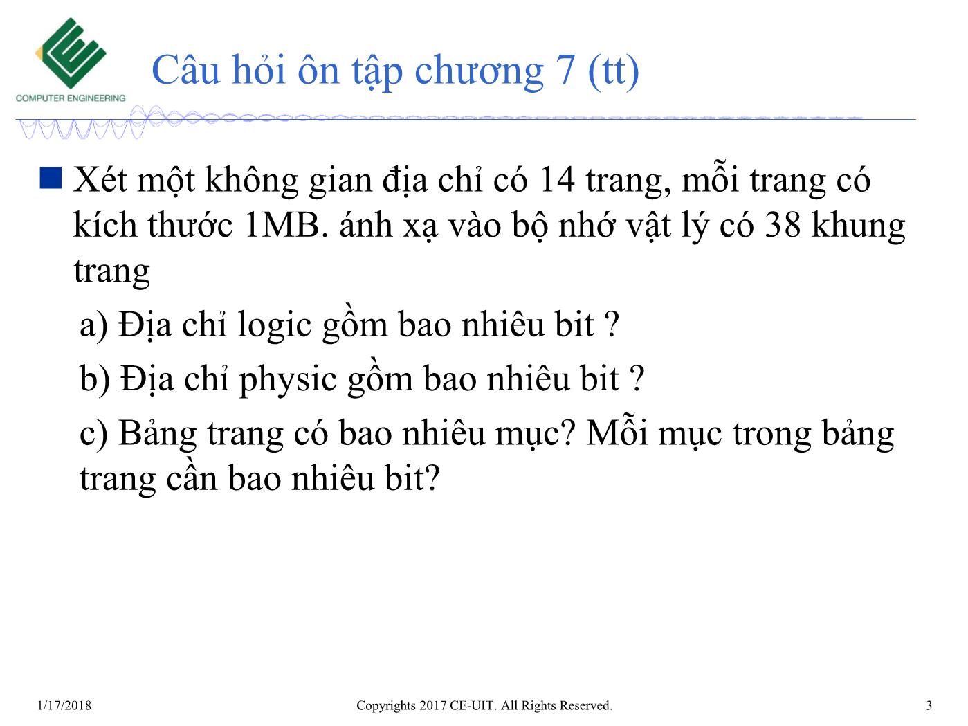 Bài giảng Hệ điều hành - Chương 8: Bộ nhớ ảo - Trường Đại học Công nghệ thông tin trang 3