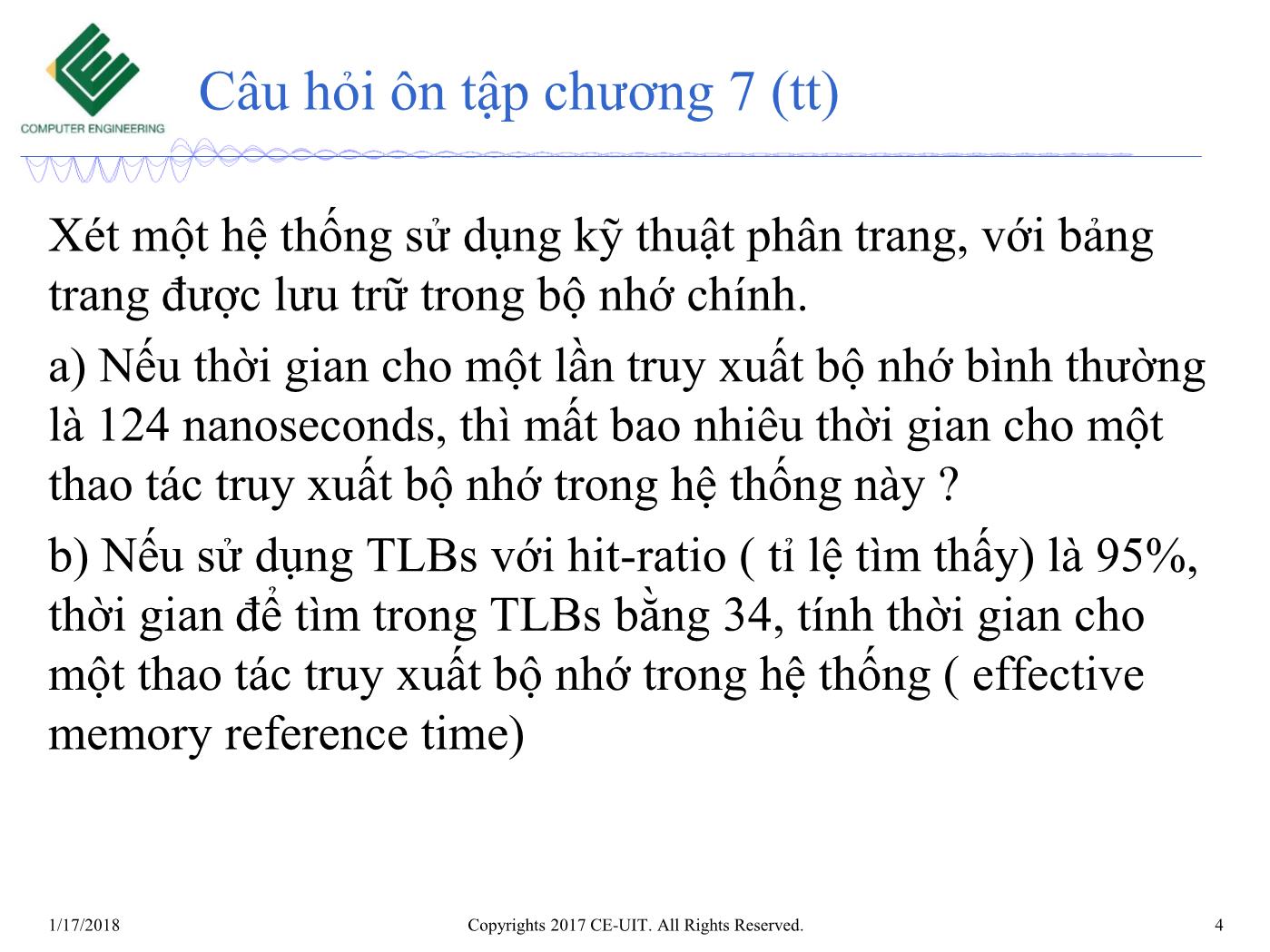 Bài giảng Hệ điều hành - Chương 8: Bộ nhớ ảo - Trường Đại học Công nghệ thông tin trang 4