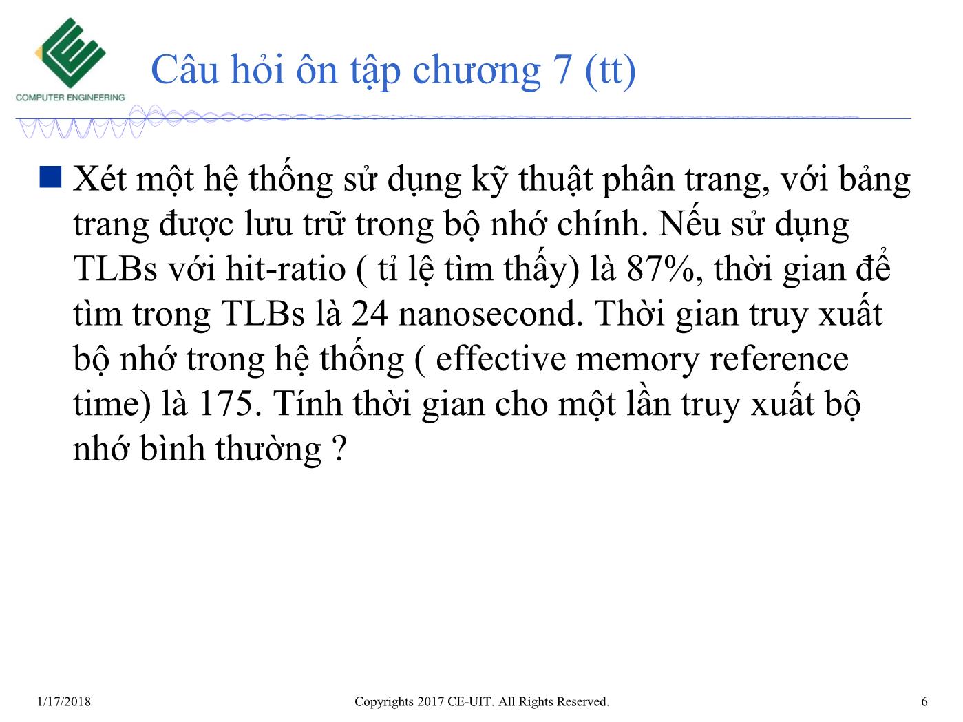 Bài giảng Hệ điều hành - Chương 8: Bộ nhớ ảo - Trường Đại học Công nghệ thông tin trang 6