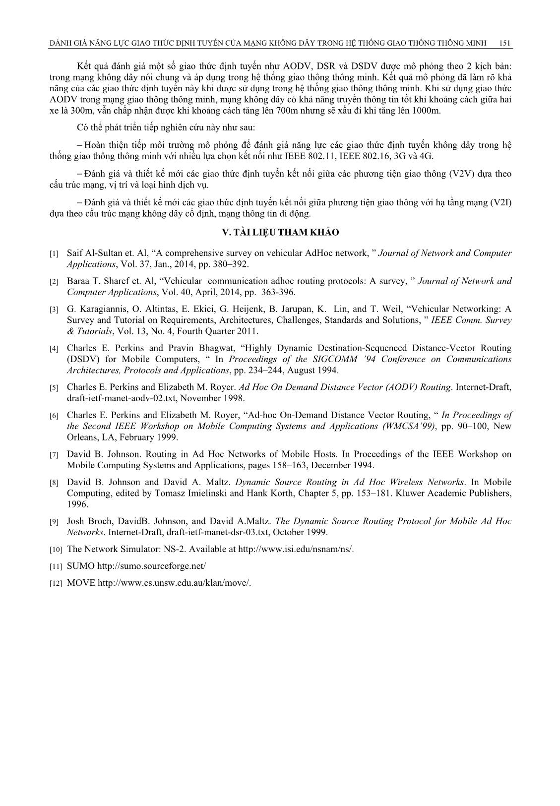 Đánh giá năng lực giao thức định tuyến của mạng không dây trong hệ thống giao thông thông minh trang 8